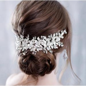 ウエディング ブライダル ヘッドドレス ヘッドアクセサリー パール フラワー お花 レース ヘアアクセサリー 髪飾り 結婚式 花嫁さま パーティー｜sg-shokai