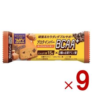 ブルボン プロテインバー BCAA+ キャラメルクッキー プロテイン キャラメル クッキー タンパク質 9個｜sgline