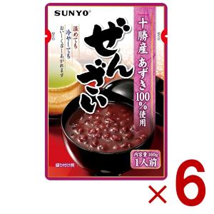 国産 北海道 十勝産 あずき100％ ぜんざい 160g×6袋 レトルト 小豆 無添加  非常食 保存食 お徳用 家庭用 業務用｜SG Line ヤフー店