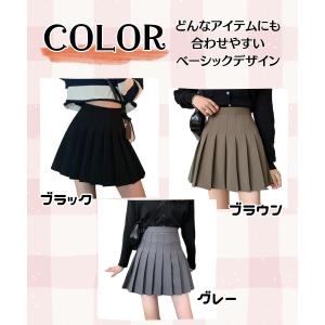 かわいい プリーツ ミニスカート フレア ひざ...の詳細画像2