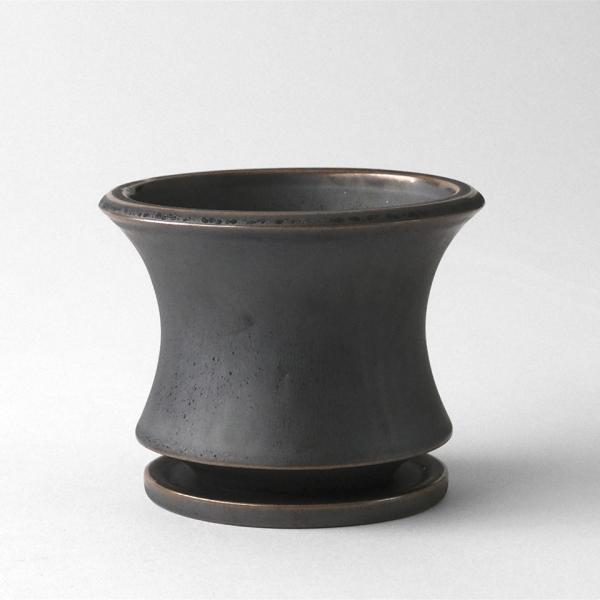 Alloy【 M 】4号 Φ11.7cm×H9.6cm 植木鉢 受け皿付 グレー 個性的 アロイ か...