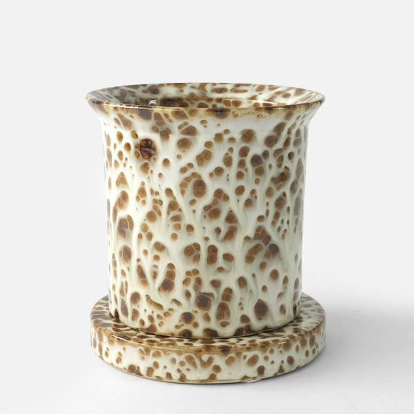 FLECK POT&amp;SAUCER【S】BROWN／φ11.5×H12.5cm 植木鉢 陶磁器 3号 ...