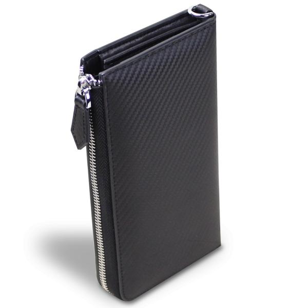 [スピリモ] Spirimo 長財布 メンズ 財布 カーボンレザー L字ファスナー 本革 YKK (...