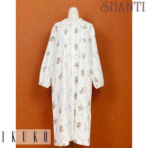 IKUKOイクコ ダブルガーゼ バラブーケ花柄 長袖・全開パジャマ・ピンク