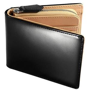 財布 メンズ 二つ折り財布 牛革 レザ 本革 YKK製 コードバン調 小銭入れ 化粧箱付き 父の日