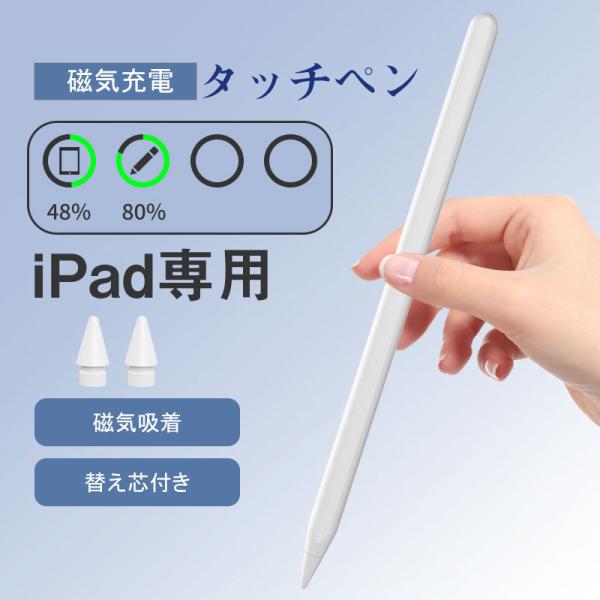 ワイヤレス充電 磁気吸着 タッチペン iPad ペンシル 極細 スタイラスペン iPad 第10世代...