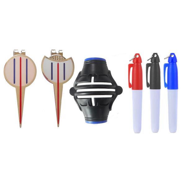 ゴルフマーカー 「ワンパッター」40mm カラー 3本線入 円形タイプ 欠円形タイプ ラインマーカー...