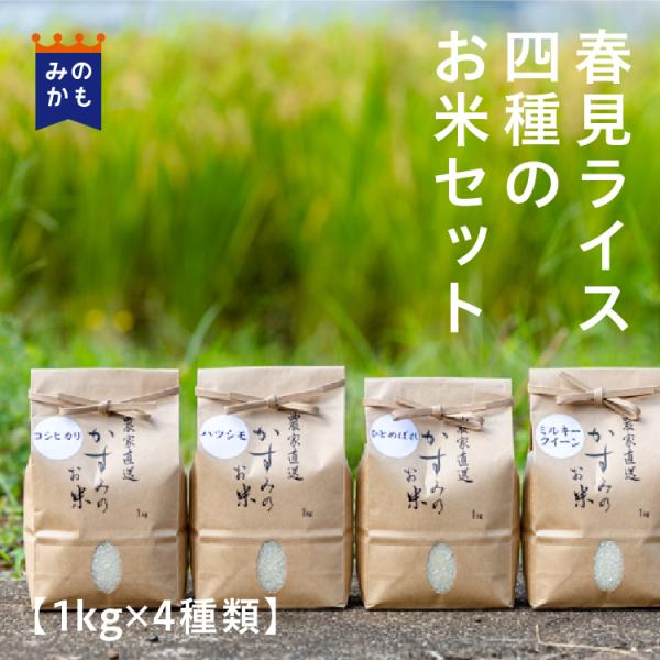 お米 白米 岐阜県産 春見ライスのお米4種食べ比べセット 各1kg 計4kg ハツシモ コシヒカリ ...