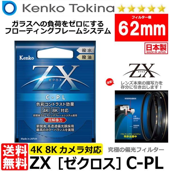 【メール便 送料無料】 ケンコー・トキナー 62S ZX（ゼクロス） C-PL 円偏光フィルター 6...