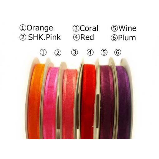 3/8"×25ヤード サテンエッヂ オーガンジーリボン 【オレンジ/Orange】