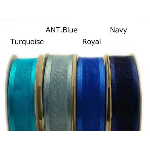 7/8"×25ヤード サテンエッヂ オーガンジーリボン 【ネイビー/Navy】