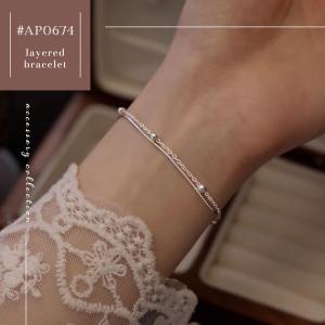 ブレスレット 金属アレルギー レイヤード ボー...の詳細画像1