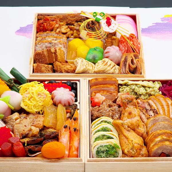 グルメキングの看板三段重おせち「芭蕉」6.5寸3人前4人前45品入 和風 洋風 中華 数量限定