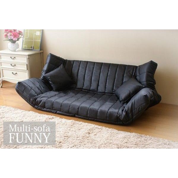 日本製 低反発マルチソファ 2人掛け 幅 166 120 合成皮革 ソファーベッド ローソファー コ...