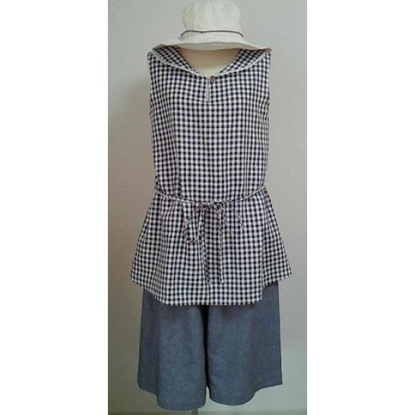 セーラーカラーノースリ−ブブラウス型紙（Ｍ〜５Ｌ）