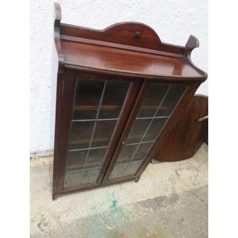 【送料無料】次回入荷予定｜1930年代 イギリス製 アンティーク オーク ステンドグラス ブックケー...