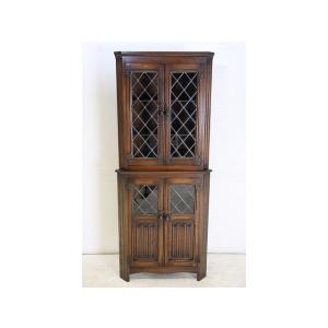 ca-14　1970年代イギリス製ヴィンテージ　オーク　コーナーキャビネット　コーナー家具　飾り棚　...