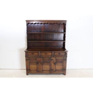 cb-12　1960年代イギリス製ビンテージ オーク 大型 ラージ オープンカップボード キッチンボ...