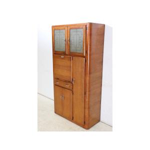 cb-1　1960年代イギリス製ビンテージ　オーク　アールデコ　キッチンカップボード　食器棚