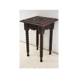 cd-14　1930年代イギリス製アンティーク　オーク　ボビンレッグ　サイドテーブル　チャーチテーブ...