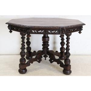 cd-22　1880年代イギリス製アンティーク ビクトリアン オーク サイドテーブル 彫刻された オ...