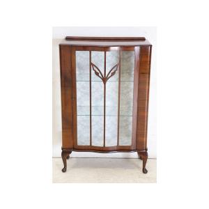 ce-42　1930年代イギリス製アンティーク マホガニー スモール ガラスキャビネット 猫脚 小型...