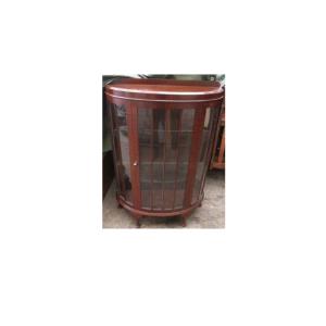 ce-66　1960年代イギリス製ヴィンテージ　ウォルナット　ハーフムーン　ガラスキャビネット　飾り棚