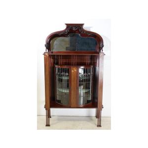 アンティーク アールヌーボー キャビネット ガラス イギリス 英国 家具 レトロ