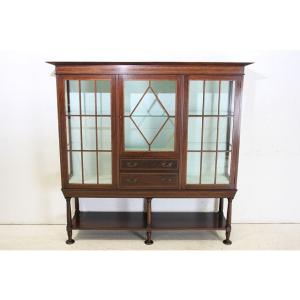 英国アンティーク家具 1910年代 イギリス製 ローズウッド エドワーディアン ディスプレイキャビネ...
