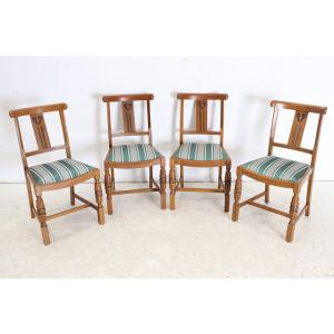 dn-8　1960年代イギリス製ビンテージ オーク ダブルカップレッグ ダイニングチェア 4脚セット...