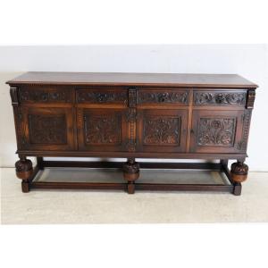 sb-6　1960年代イギリス製ビンテージ ビクトリアンスタイル オーク パイナップルレッグ サイド...