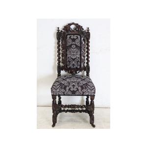 sc-4　1880年代イギリス製アンティーク ビクトリアン ウォルナット カーブド ホールチェア ハ...