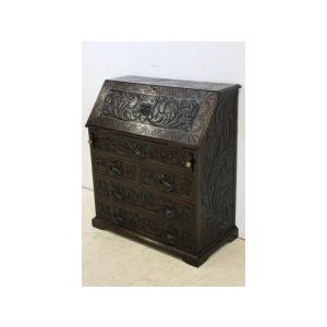 wd-9　1880年代 イギリス製 アンティーク　ビクトリアン　オーク　グリーンマン　ライティングビ...