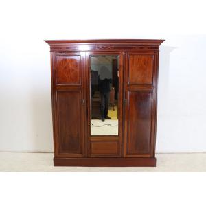 wr-3　1910年代イギリス製アンティーク　エドワーディアン　マホガニー　ミラー付き　インレイド　...