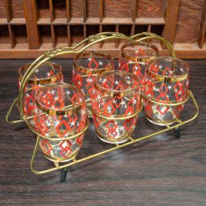 レア】4個セット アンティーク グラス チェコグラス チェコスロバキア