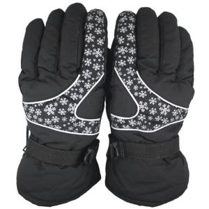 スキーグローブ 雪の結晶 レディース メンズ ブラック