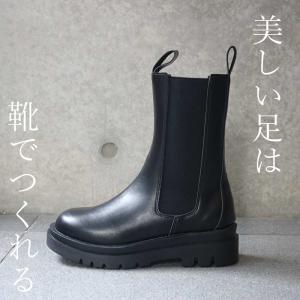 サイドゴアブーツ レディース 高級感 厚底 ショート ミドル ブーツ 韓国 ファッション 履きやすい 歩きやすい 疲れない 靴 かわいい ストレッチ 黒｜sheruby-web