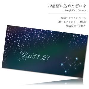 表札 12星座 誕生日 記念日 メッセージ プレゼント おしゃれ ステンレス オフィス 卓上 ポスト カフェ 戸建て 取り付け 150mm×80mm 北欧 シール付き マンション｜sheruby-web