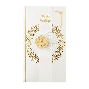 マルアイ 祝儀袋 結婚式 デザイン 洋風 リース 金封 ホワイト