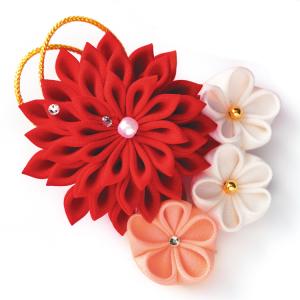 つまみ細工 彩花ブローチ 手作りキット（水色）裁縫 手芸 ハンドメイド