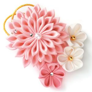 正絹 つまみ細工 お花のブローチ きらめき 紫 手作りキット ちりめん