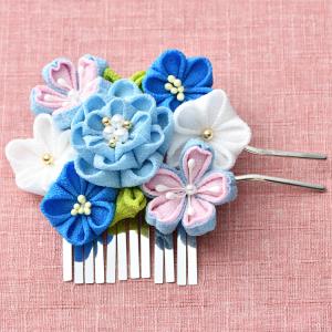 正絹 つまみ細工 お花のブローチ きらめき 紫 手作りキット ちりめん