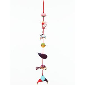 縁起物モチーフ 傘宝つるし雛5本飾り 赤 手作りキット ひな祭り