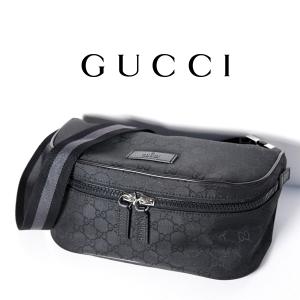 GUCCI グッチ メンズ ナイロン GG柄 ボディーバッグ ウェストポーチ ブラック【新品正規品】...