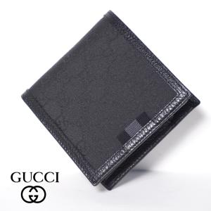 グッチ GUCCI メンズ 二つ折り 財布 ブラック 150413 G1XWN 8615【純正紙袋リボン可】新品 正規品 GGナイロン+レザー 小銭入れ付き GG柄 黒｜SHiBA流