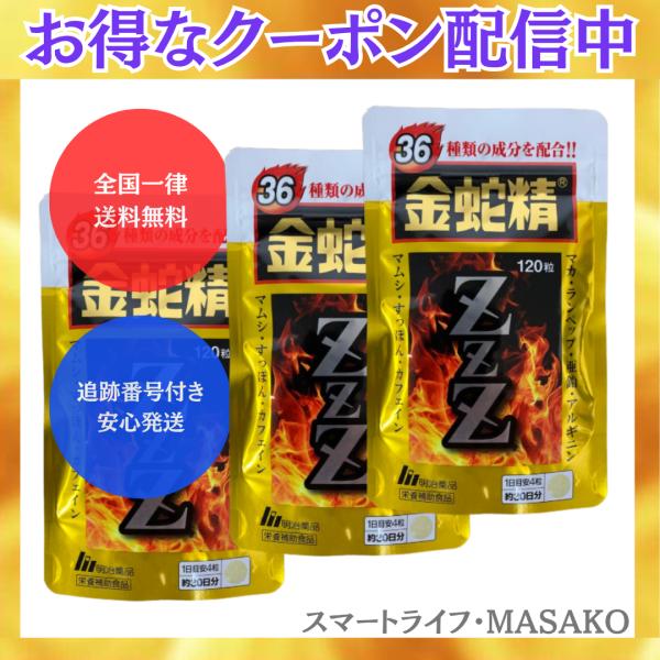 金蛇精ZZZ 120粒 3袋 トリプルＺ サプリ マカ 亜鉛 アルギニン すっぽん カフェイン