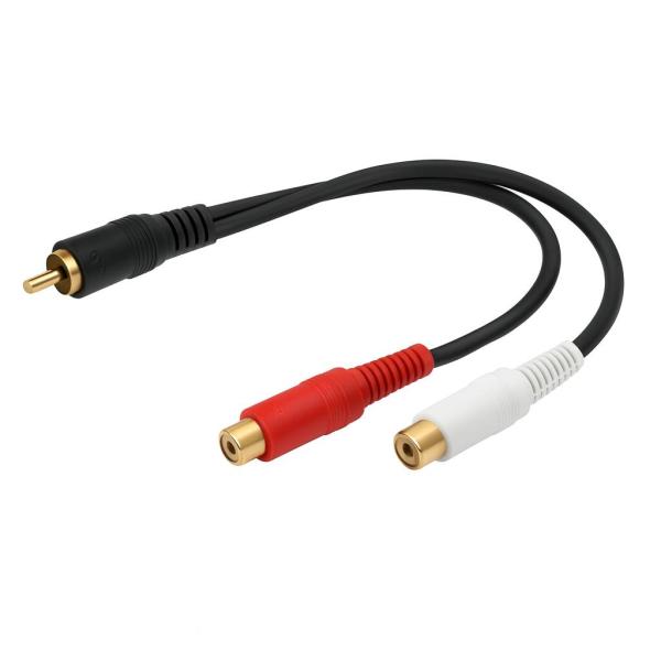 RCA 2分岐 ケーブル 20cm 1RCAオス 2RCAメス Y型 分配 モノラル ステレオ 変換