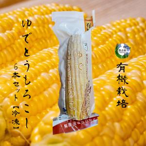 【冷凍】有機とうもろこし 6本セット 食べ応え 食味にこだわり おやつ コーン 旭山農志塾 焼きトウモロコシ