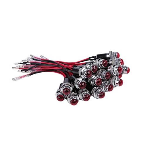 24V LED パイロット ランプ ダイヤカット 20個セット レッド 16mm 16φ インジケー...