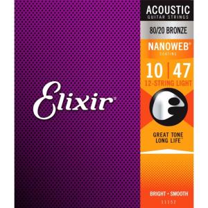 ELIXIR Acoustic 80/20 Bronze with NANOWEB Coating #11152 (12-Strings Light/10-47)